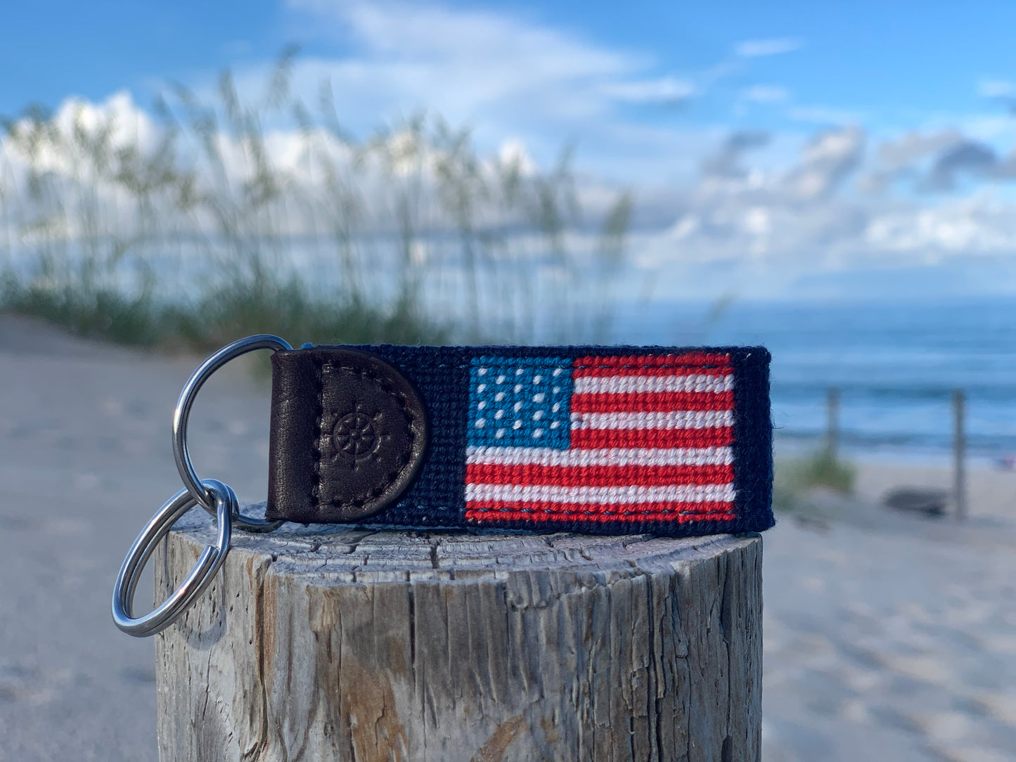 American Flag Needlepoint Key Fob