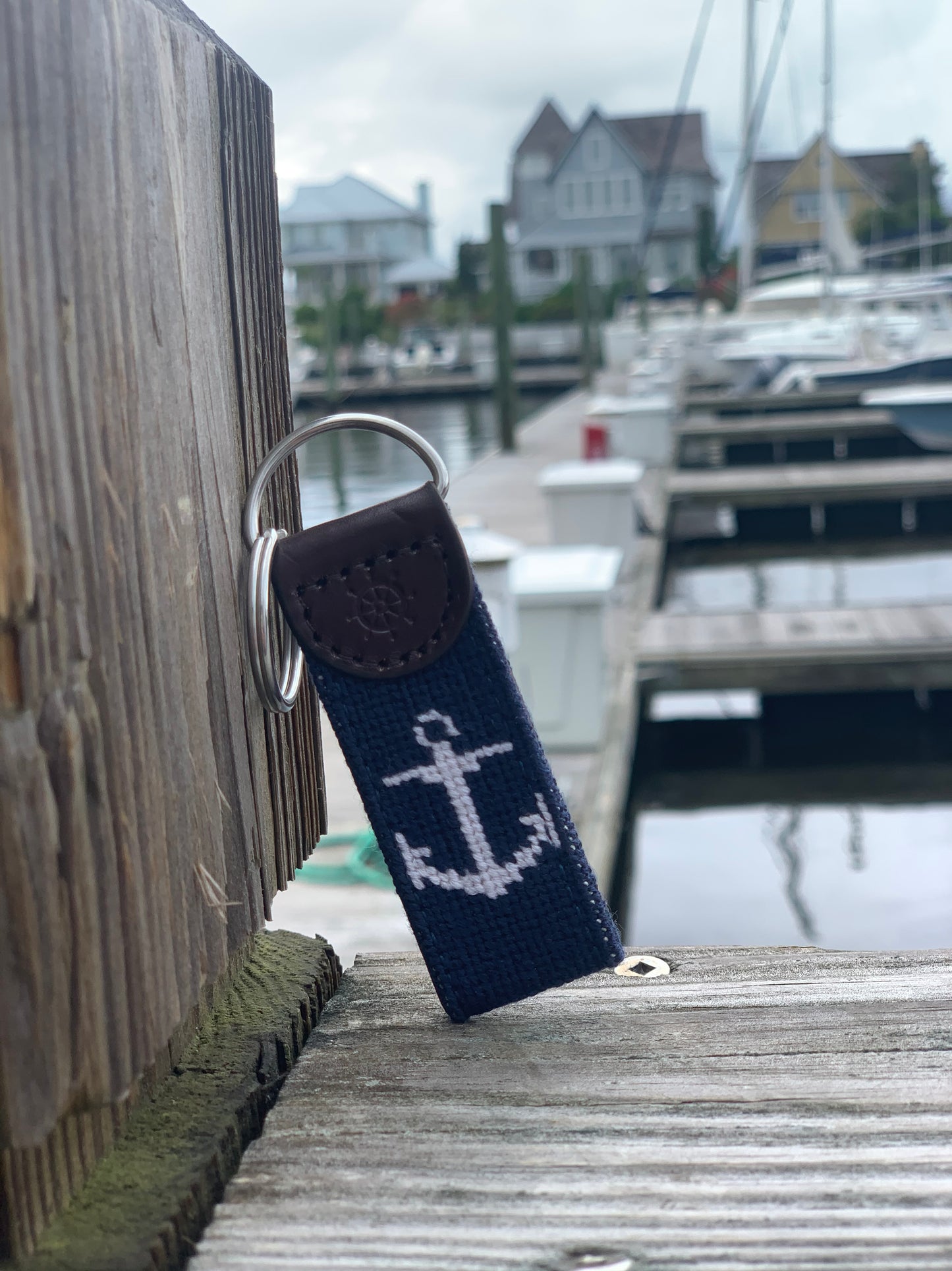 Anchor Needlepoint Key Fob