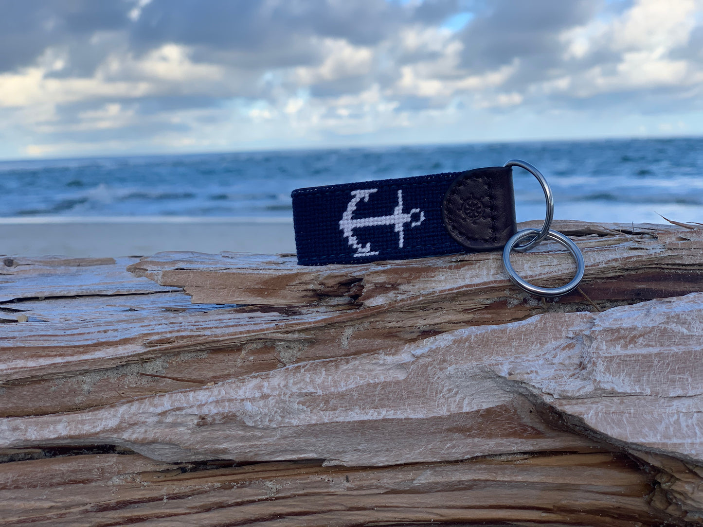 Anchor Needlepoint Key Fob