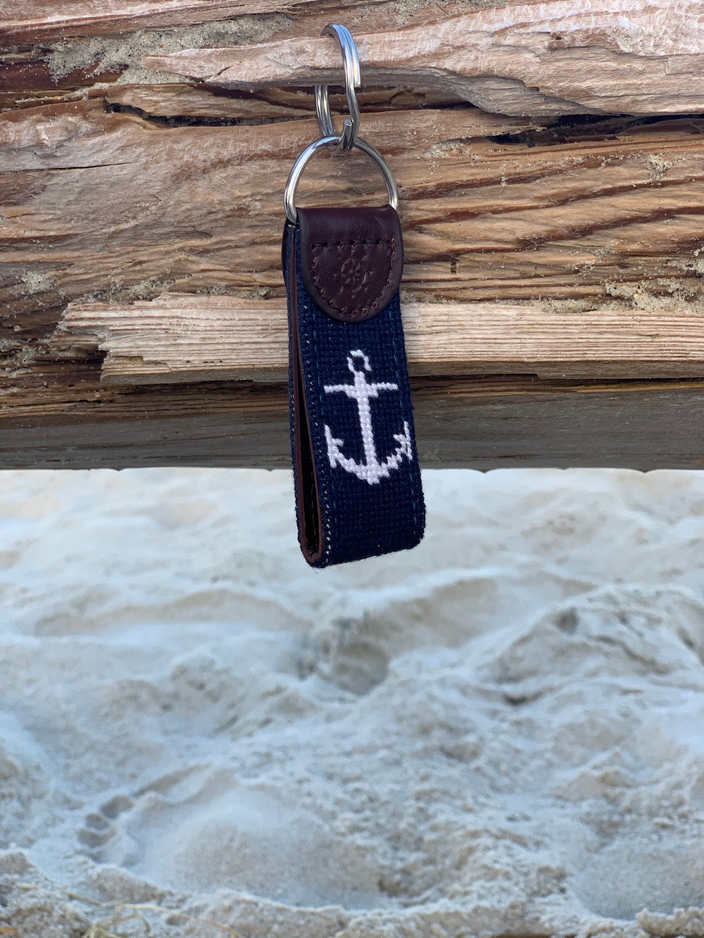 Anchor Needlepoint Key Fob