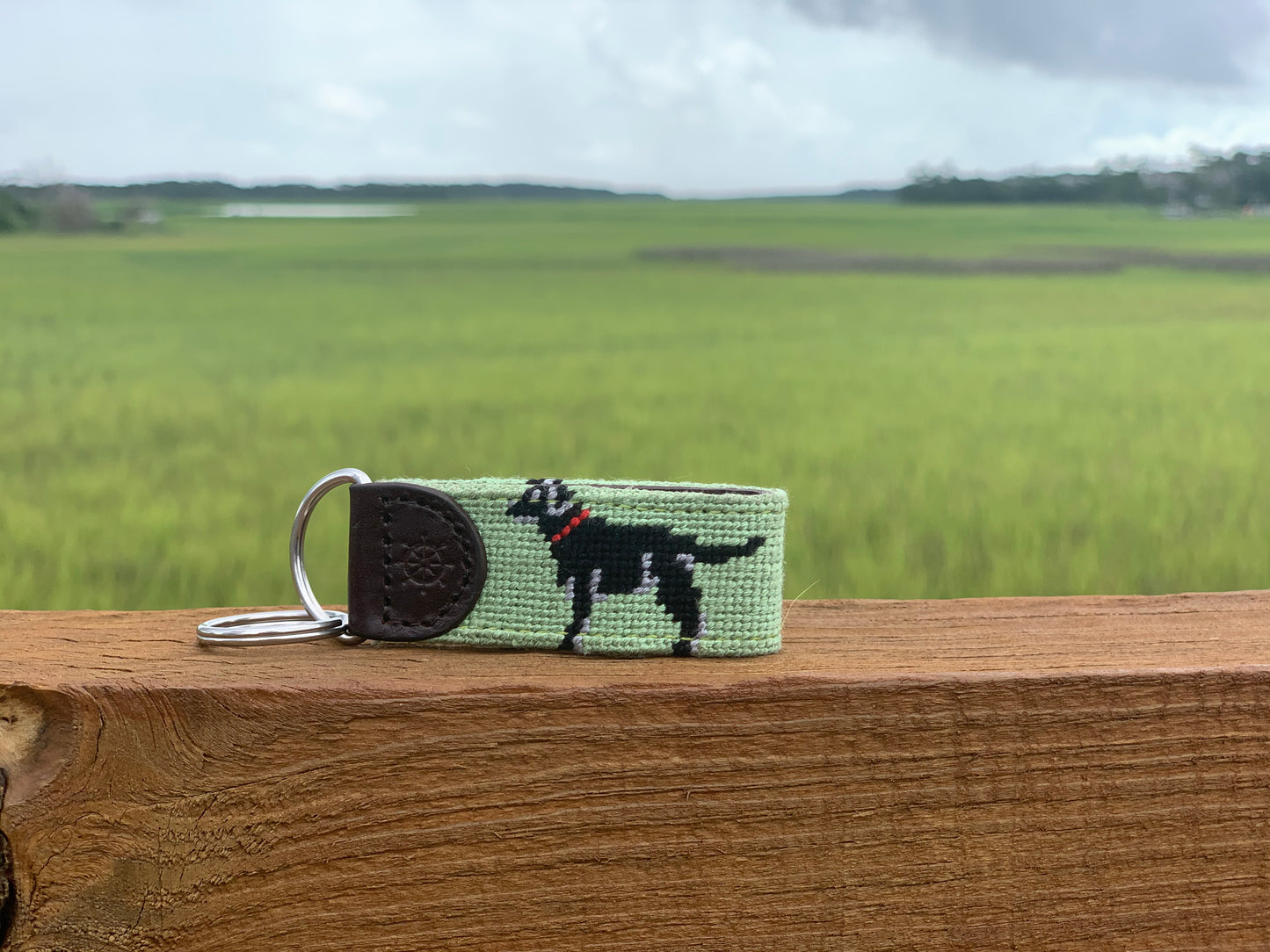 Black Lab Needlepoint Key Fob