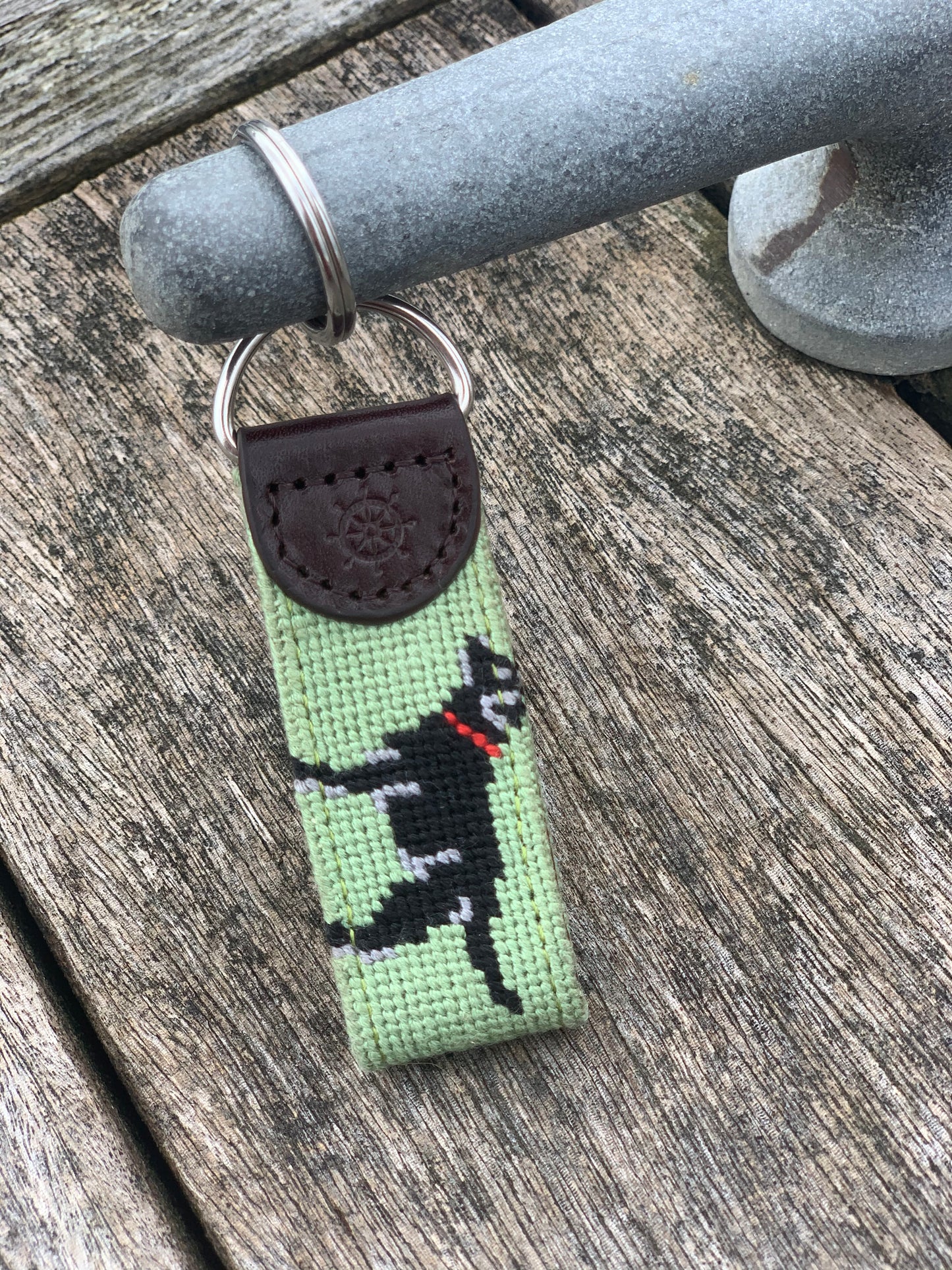 Black Lab Needlepoint Key Fob