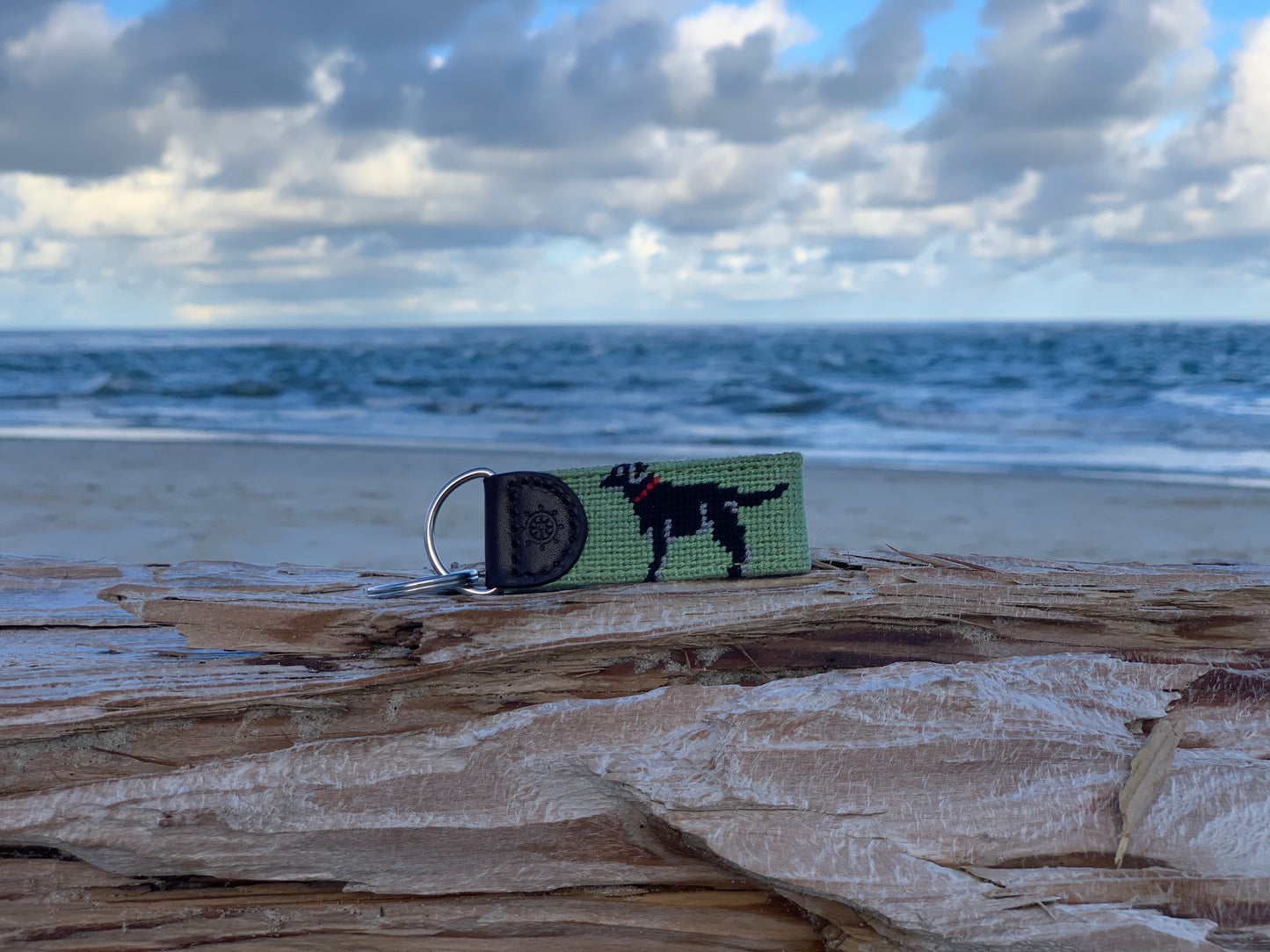 Black Lab Needlepoint Key Fob