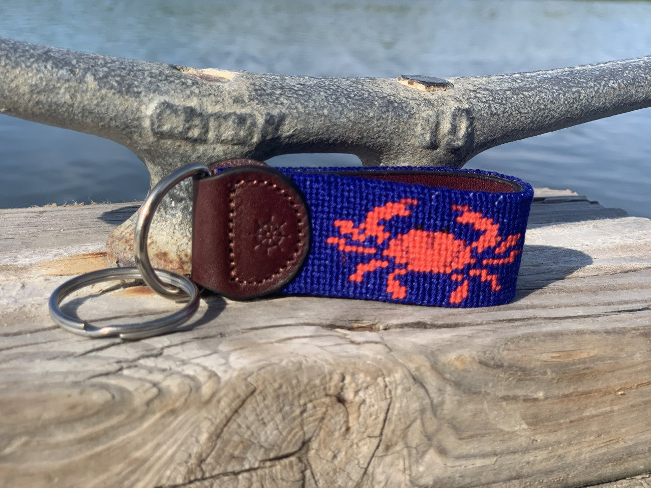 Crab Needlepoint Key Fob