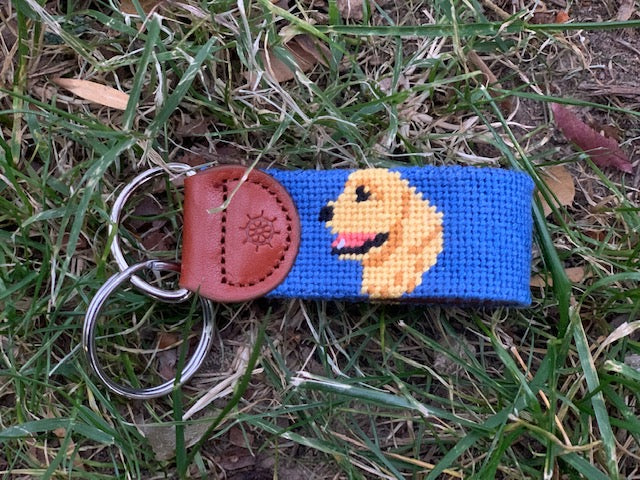 Golden Retriever Needlepoint Key Fob