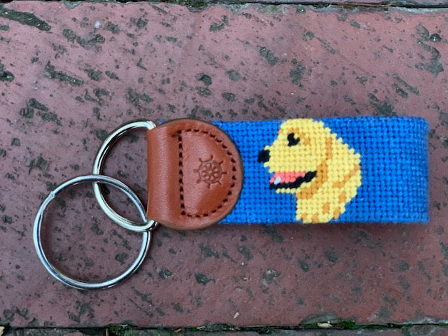 Golden Retriever Needlepoint Key Fob