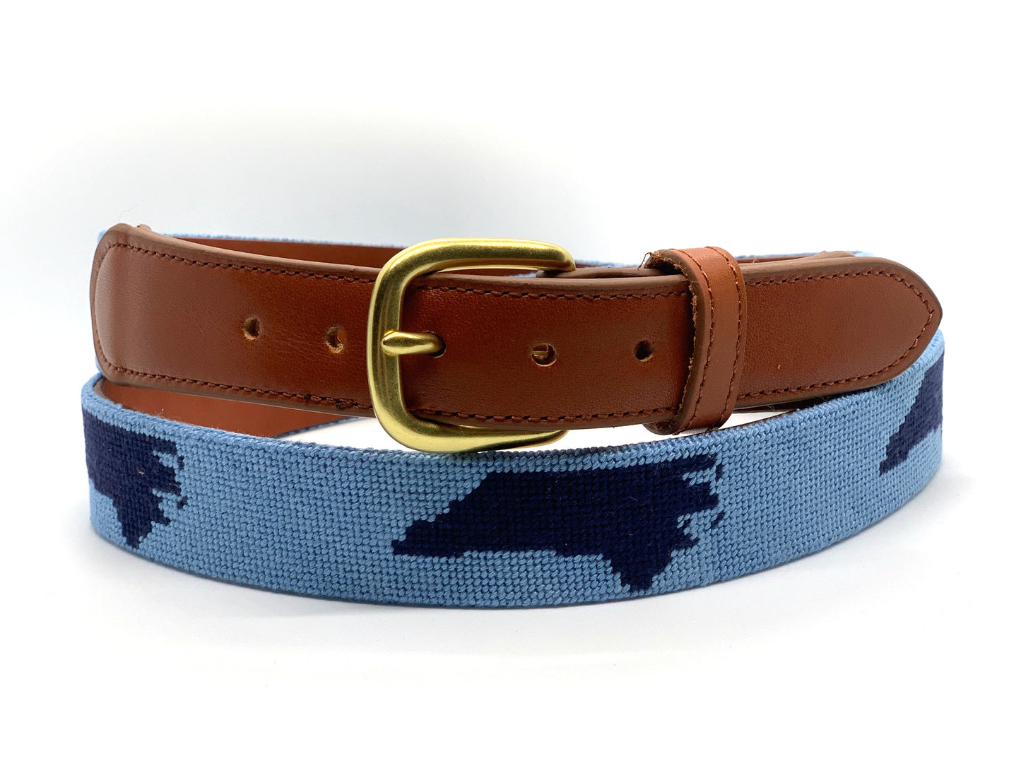 Light Blue Needlepoint North Carolina Belt