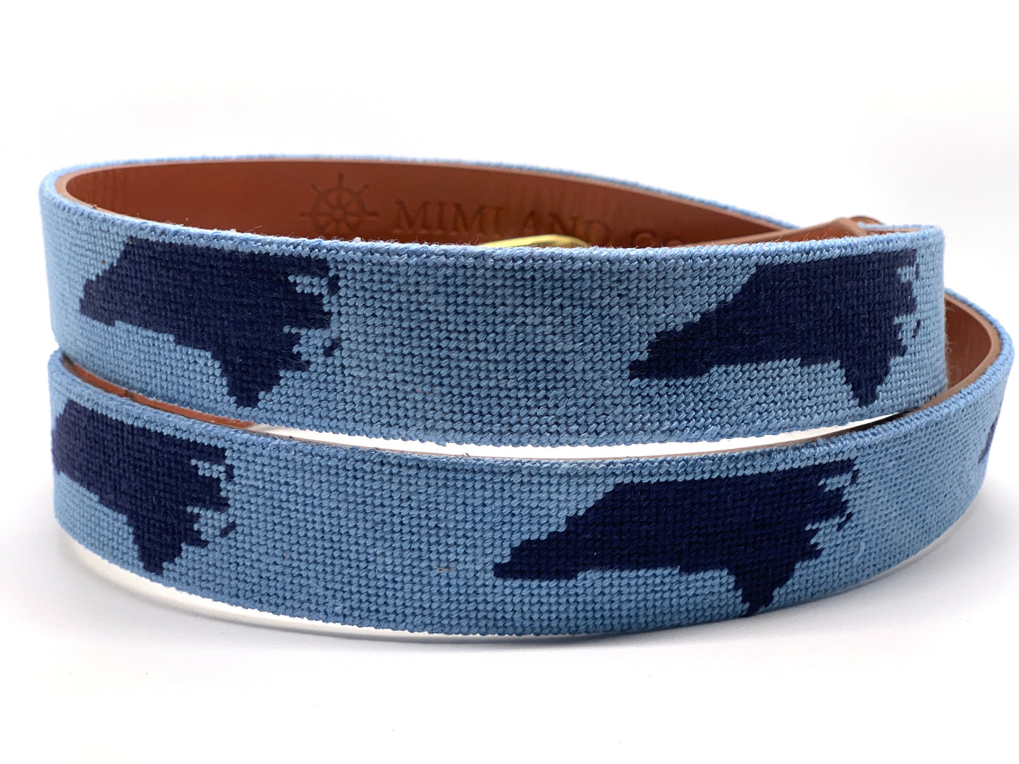 Light Blue Needlepoint North Carolina Belt