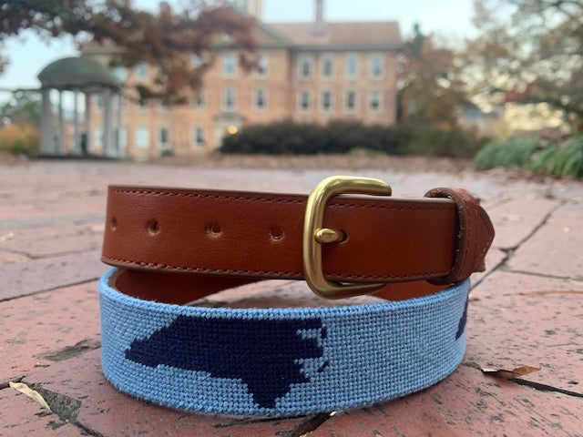 Light Blue Needlepoint North Carolina Belt