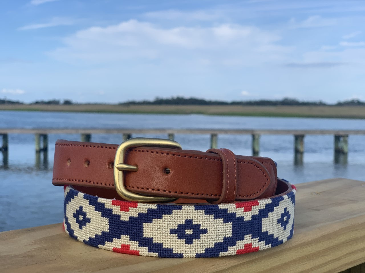 Ranchero Rojo Needlepoint Belt