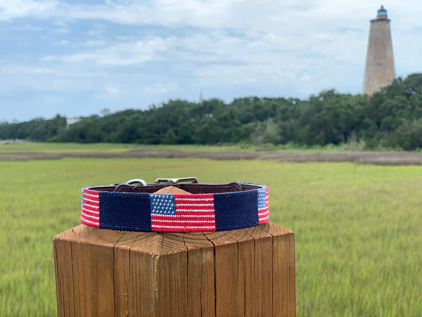 American Flag Needlepoint Dog Collar