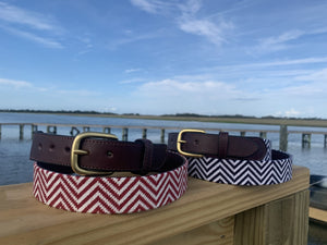 Red Aztec ZigZag Needlepoint Belt