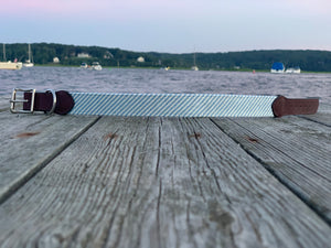 Blue Seersucker Needlepoint Dog Collar