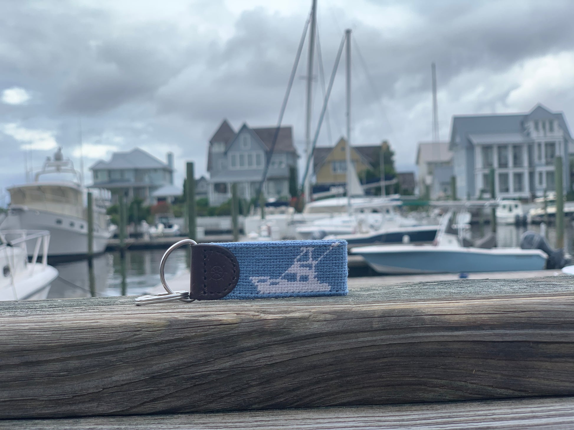 Boat Needlepoint Key Fob