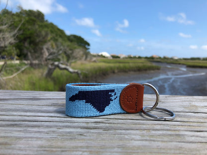 Carolina Blue North Carolina Needlepoint Key Fob