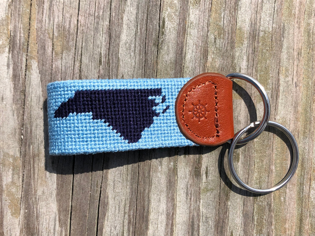 Carolina Blue North Carolina Needlepoint Key Fob