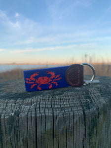 Crab Needlepoint Key Fob