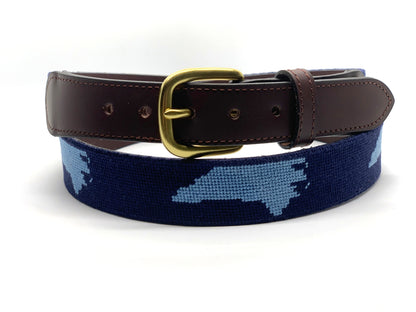 Dark Blue Needlepoint North Carolina Belt