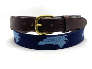 Dark Blue Needlepoint North Carolina Belt