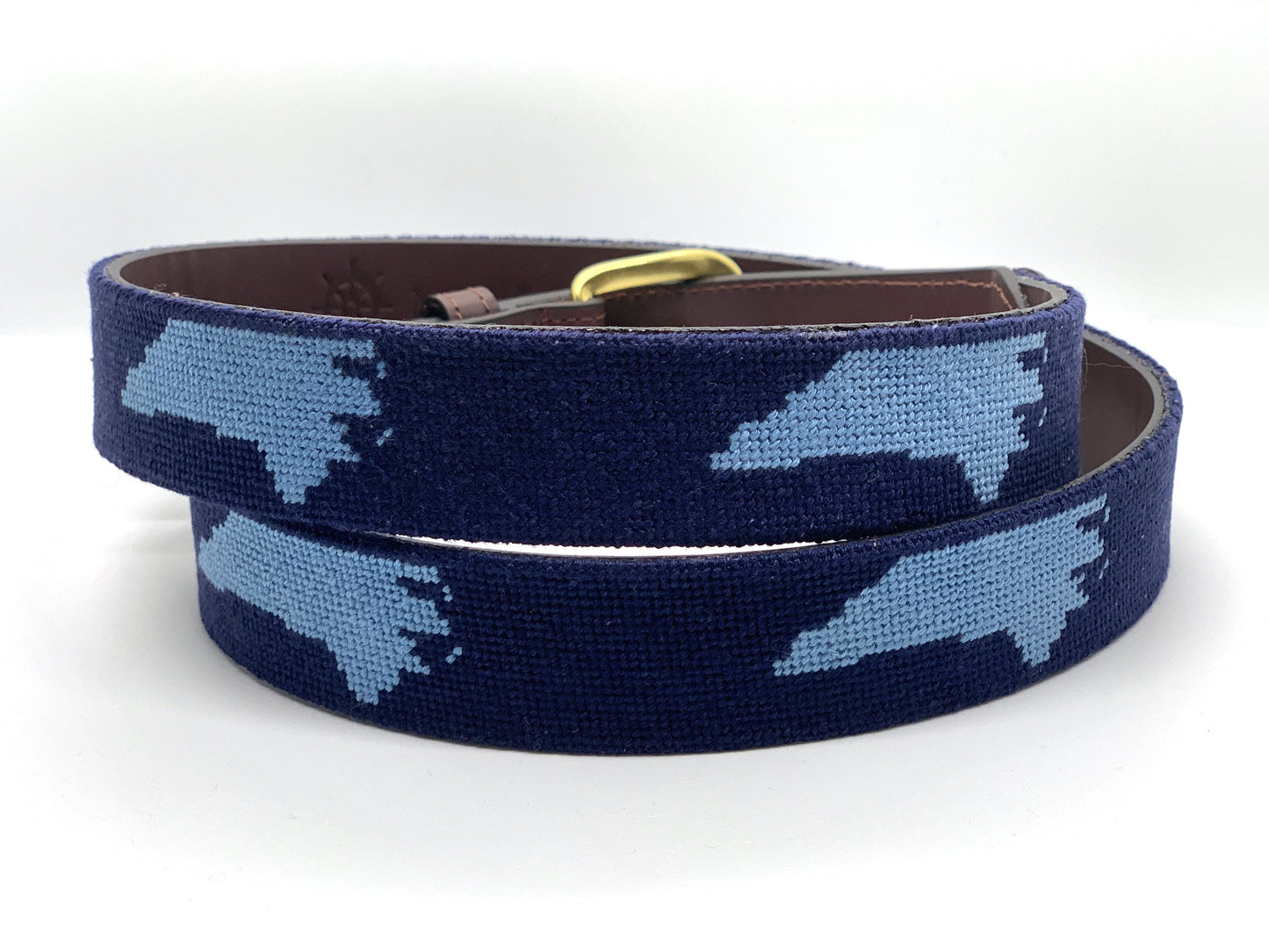 Dark Blue Needlepoint North Carolina Belt