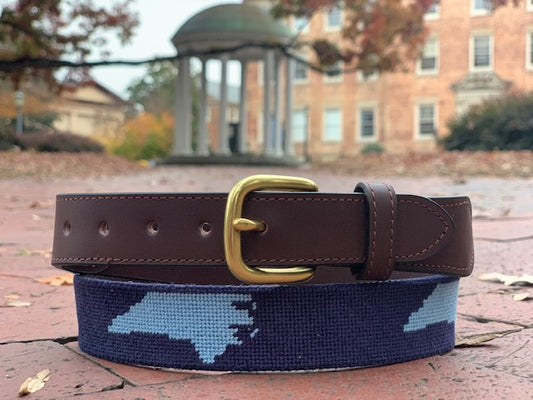 Dark Blue Needlepoint North Carolina Belt