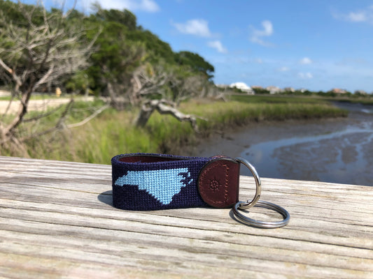 Dark Blue North Carolina Needlepoint Key Fob