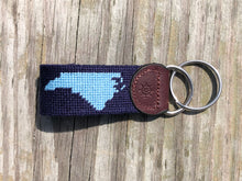 Load image into Gallery viewer, Dark Blue North Carolina Needlepoint Key Fob
