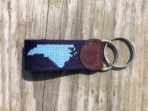 Dark Blue North Carolina Needlepoint Key Fob