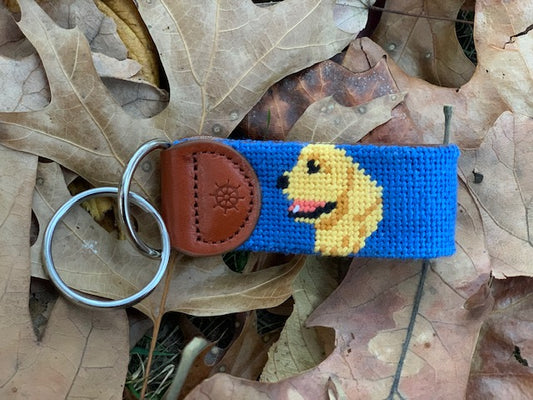 Golden Retriever Needlepoint Key Fob