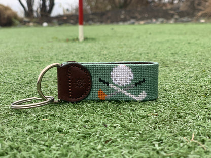 Golf Needlepoint Key Fob