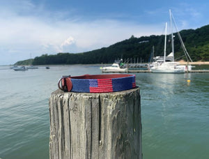Light Blue American Flag Needlepoint Dog Collar