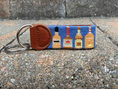 Liquor Needlepoint Key Fob