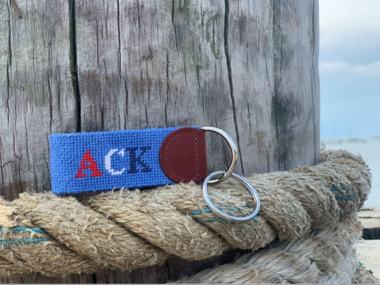 Nantucket ACK USA Needlepoint Key Fob