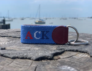 Nantucket ACK USA Needlepoint Key Fob
