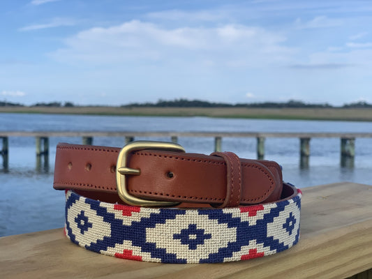 Ranchero Rojo Needlepoint Belt