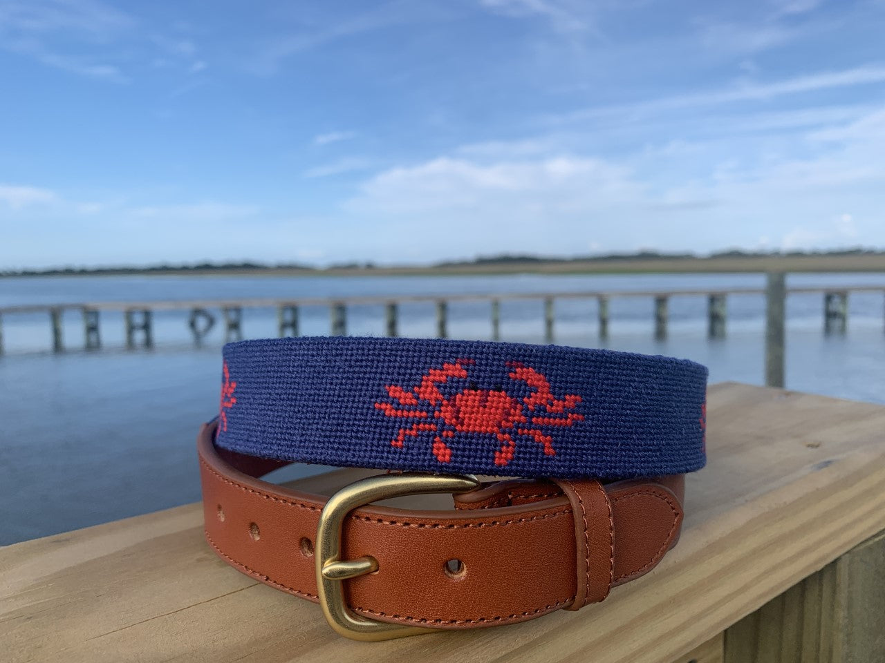 Crab Needlepoint Belt