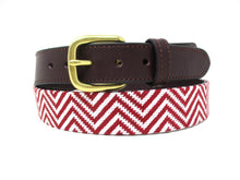 Load image into Gallery viewer, Red Aztec ZigZag Needlepoint Belt
