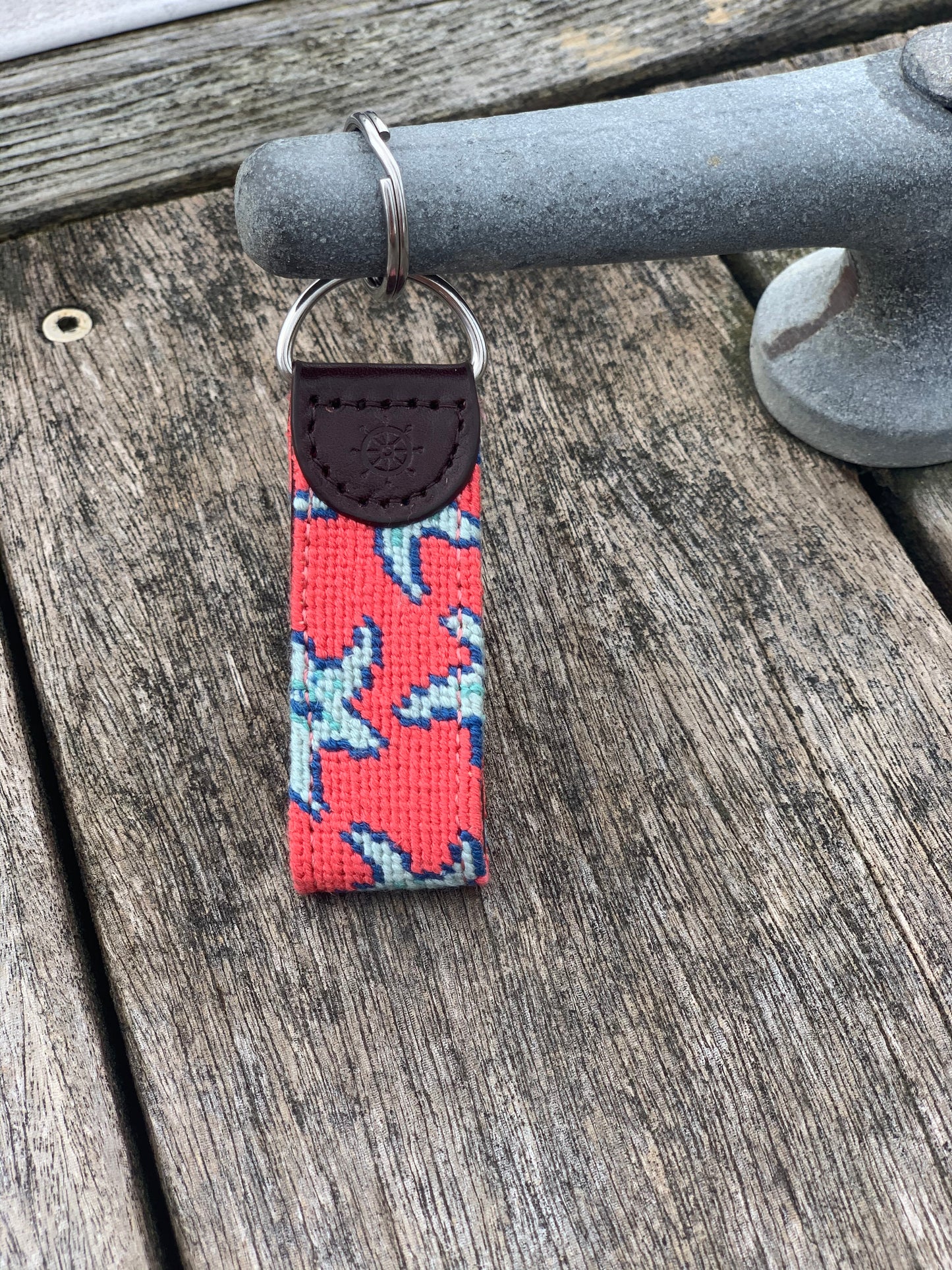 Star Fish Needlepoint Key Fob