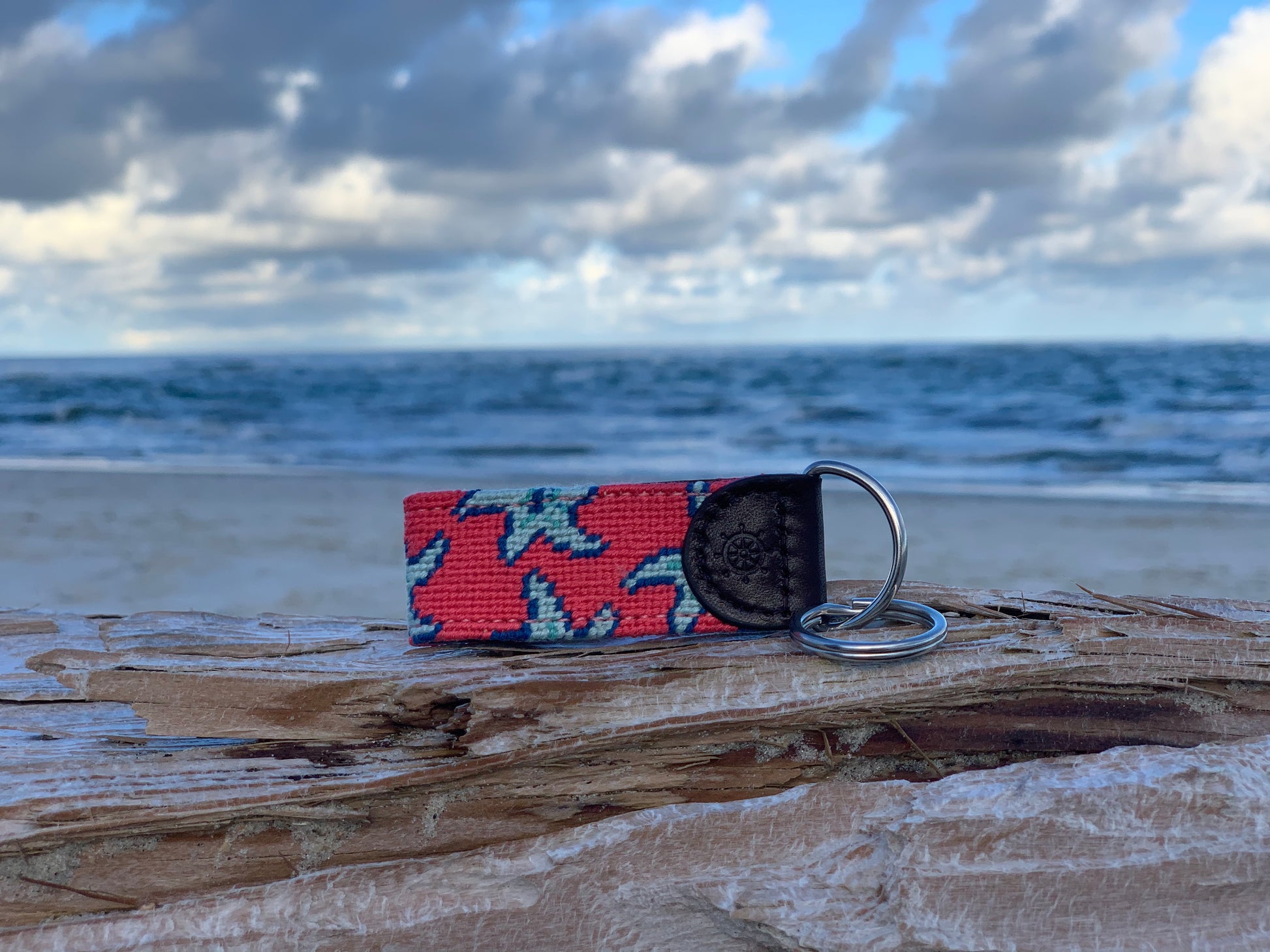 Star Fish Needlepoint Key Fob