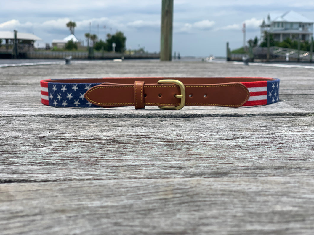 Stars & Stripes Needlepoint Belt