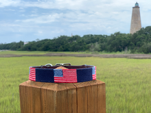 Load image into Gallery viewer, American Flag Needlepoint Dog Collar
